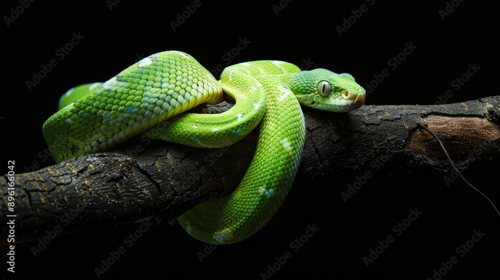 Green Tree Python on a Branch Green Tree Python on a Branch