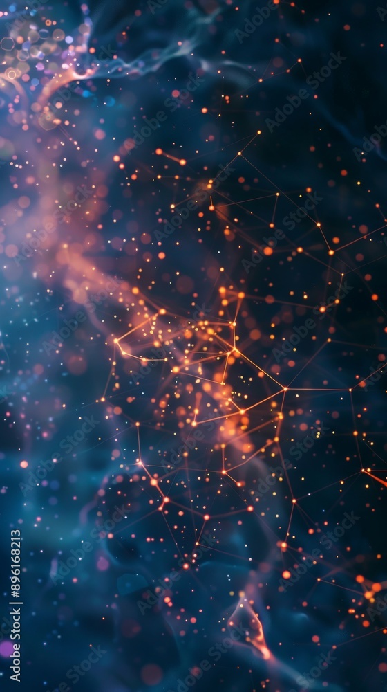 A celestial network of shimmering stars and glowing lines A celestial network of shimmering stars and glowing lines