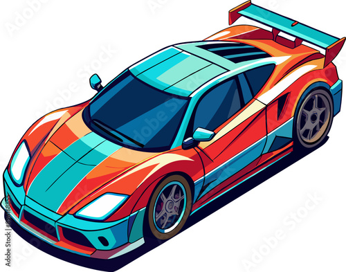 Isometric sports car with retro design. Vintage supercar, isometric icon