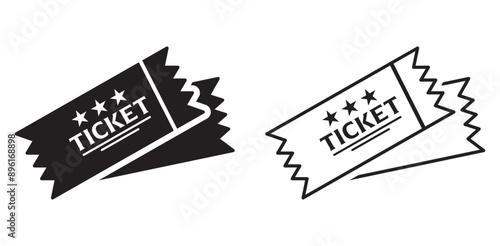 Ticket vector icon. Black illustration isolated for graphic and web design.