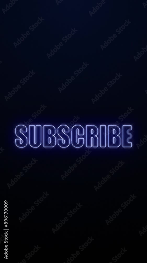 Vertical video with the text “subscribe” with a bright blue outline zooming in and out of the screen. Vertical video with the text “subscribe” with a bright blue outline zooming in and out of the screen.