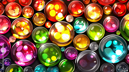 Multicolor bubbles and circles shiny abstract backround