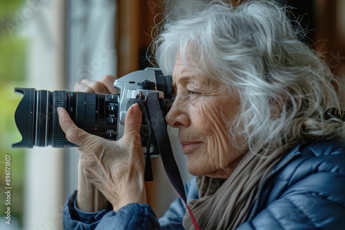 Capturing Life's Moments: Senior Woman Embracing Photography as an Educational Retirement Hobby