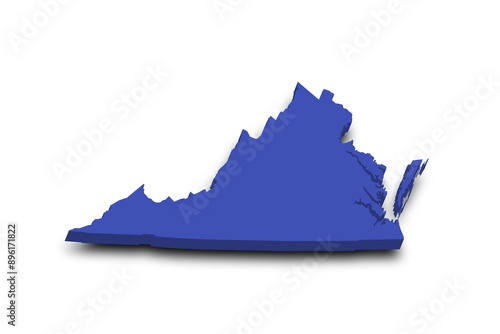 3d Map of Virginia state with color. United State of America, US, United State photo