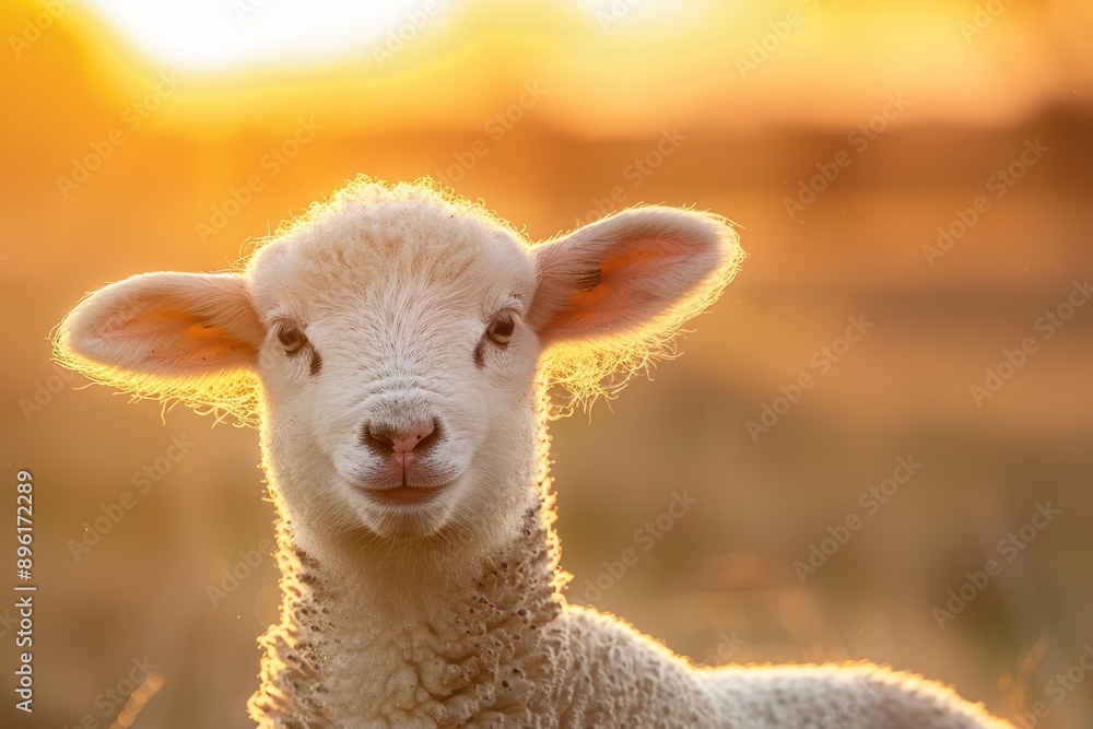 Obraz premium Lamb Portrait in Golden Sunset Light