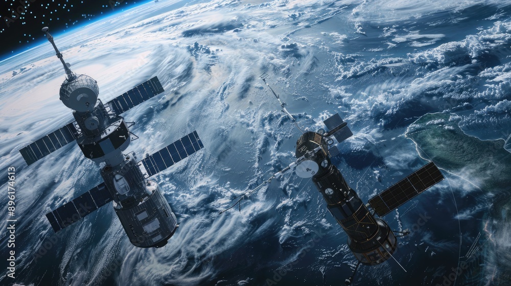 A network of weather control satellites regulating weather patterns to mitigate natural disasters such as hurricanes and droughts. A network of weather control satellites regulating weather patterns to mitigate natural disasters such as hurricanes and droughts.
