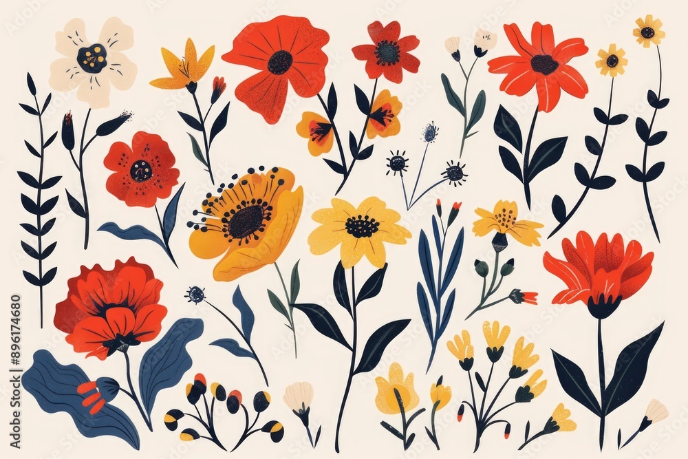 A bouquet of vibrant flowers against a clean white backdrop A bouquet of vibrant flowers against a clean white backdrop