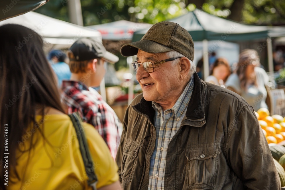 A person wearing a hat and glasses, standing beside another individual A person wearing a hat and glasses, standing beside another individual