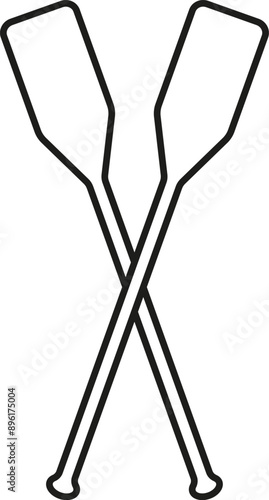 Crossed oars icon. Two paddles. Vector. Line style.	