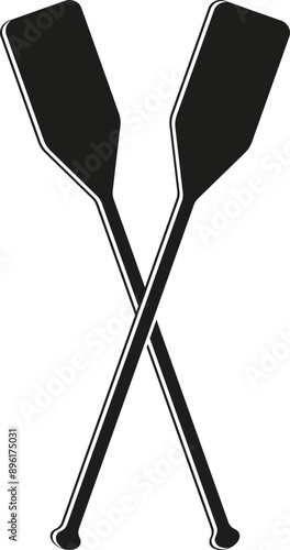 Silhouette of crossed oars icon. Two paddles. Vector. Flat design.