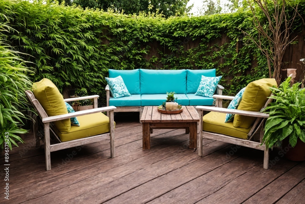 Serene Outdoor Retreat: Stylish Patio Furniture Amongst Foliage Serene Outdoor Retreat: Stylish Patio Furniture Amongst Foliage