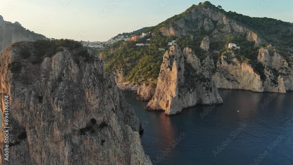 Aerial view of Capri, Italy. The tourist port of Marina Grande. Gulf of Naples. Aerial view of Capri, Italy. The tourist port of Marina Grande. Gulf of Naples.
