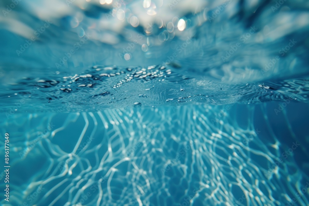 banner of water texture on swimming pool underwater. summer