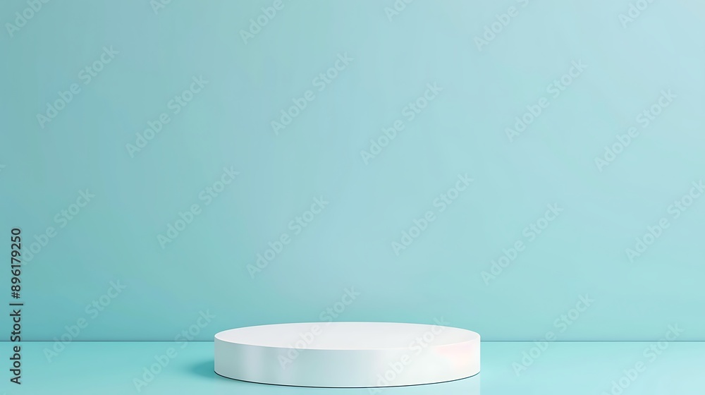 Minimalist White Platform on a Light Blue Background Minimalist White Platform on a Light Blue Background