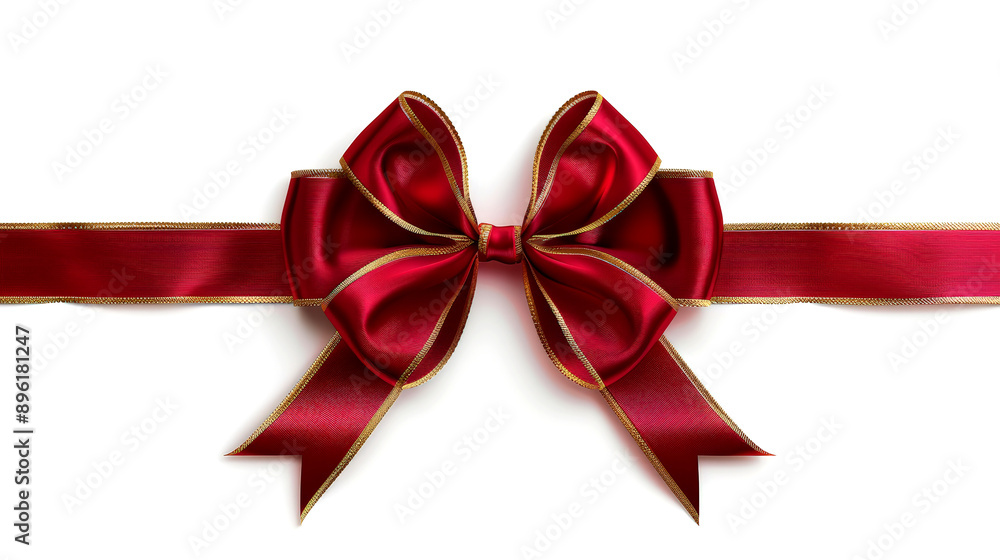 Red ribbon and bow with gold isolated on white background Red ribbon and bow with gold isolated on white background