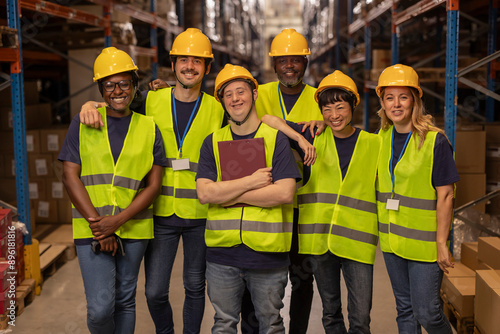 Photos Diverse Warehouse Team Posing Together