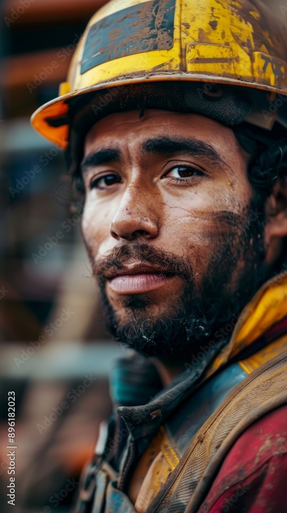 Fototapeta premium portrait of a construction worker with a hart hat