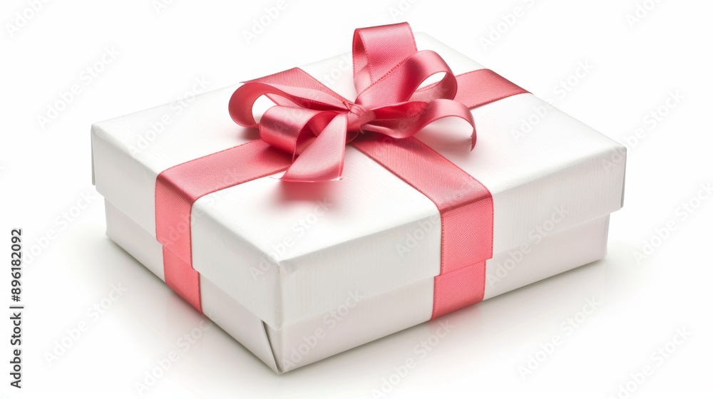 A white box with red bow on top A white box with red bow on top