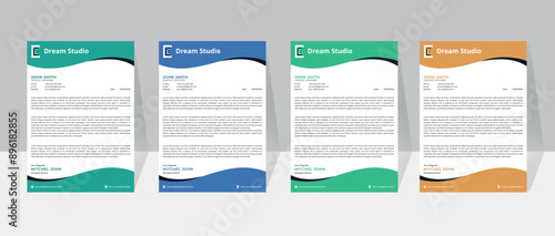 Modern, Creative & Clean business style letterhead template design with color variation bundle. photo