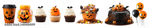 Halloween treat png cut out element set