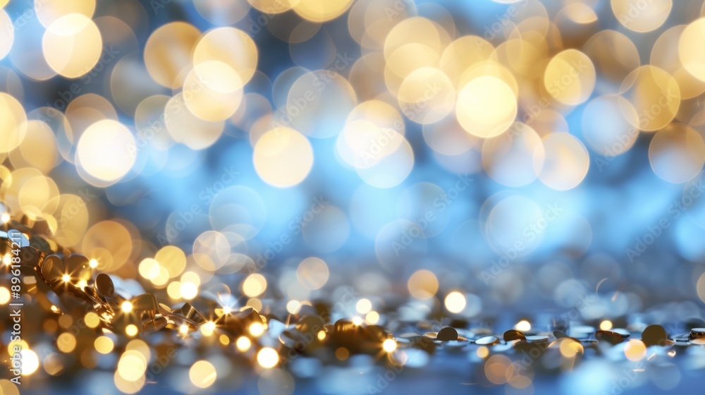 A bright blue background with a lot of gold glitter scattered throughout A bright blue background with a lot of gold glitter scattered throughout