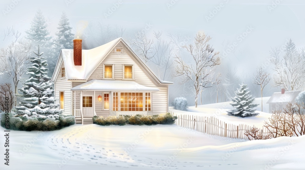 A white house with a chimney and a porch A white house with a chimney and a porch