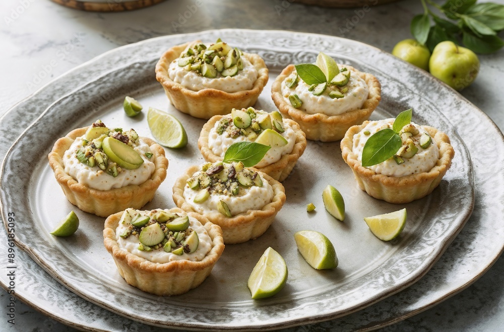 Fototapeta premium homemade tartlets with ricotta and pistachios
