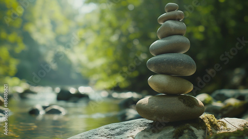 A delicate balance of stones in a tranquil setting.