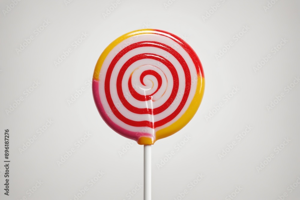 Red and white swirled lollipop on a stick Red and white swirled lollipop on a stick