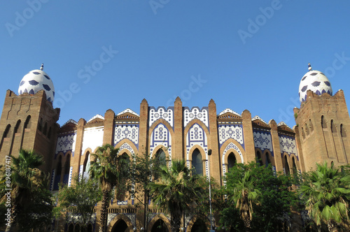 Revival architecture in Barcelona. Historic Monumental arena with Neo Arabic decoration. Spain photo