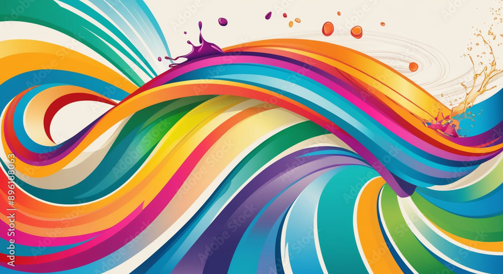 Color brush paint ribbon stroke swirl abstract splash background wave ...