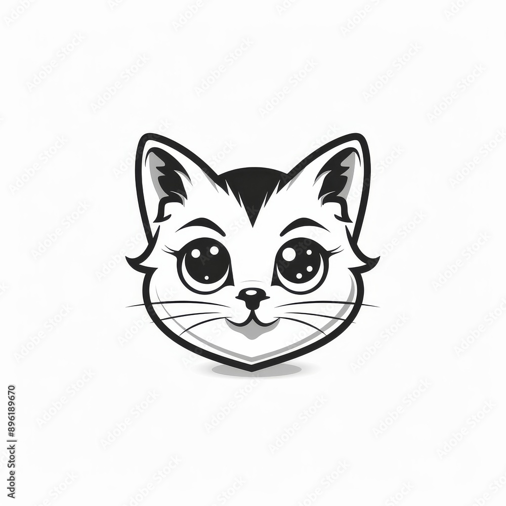 Cat face design on white background. Pets, animals. Cat face design on white background. Pets, animals.