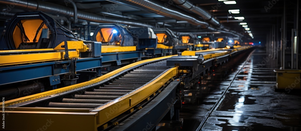 Industrial belt conveyor in mine Industrial belt conveyor in mine