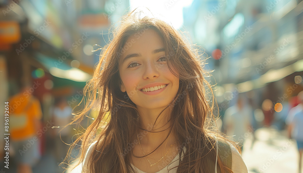 Retrato Cinematográfico de Mulher Brasileira de 30 Anos com Cabelos Longos Caminhando na Avenida Paulista, Sorrindo IA Generativa Retrato Cinematográfico de Mulher Brasileira de 30 Anos com Cabelos Longos Caminhando na Avenida Paulista, Sorrindo IA Generativa