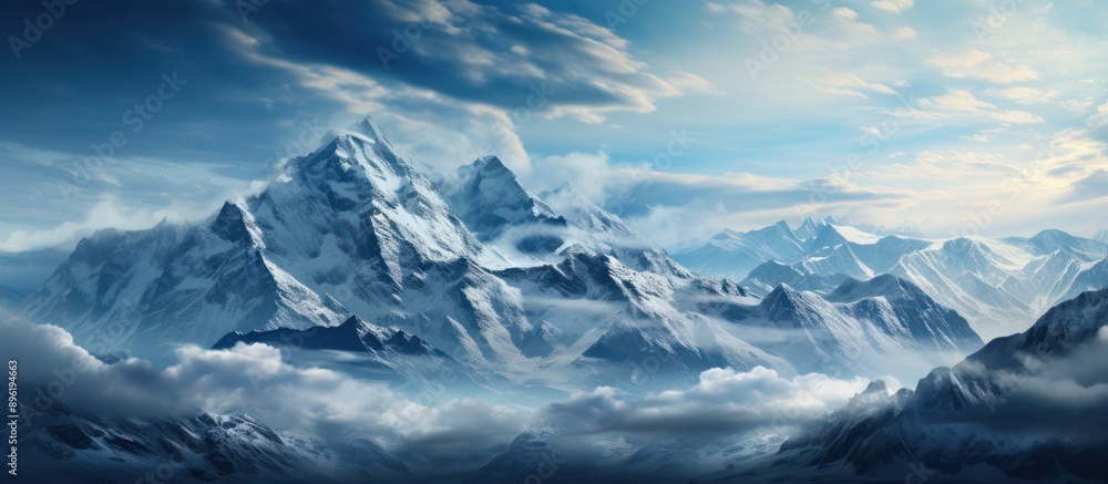 long distance view of Snow Capped Mountains long distance view of Snow Capped Mountains