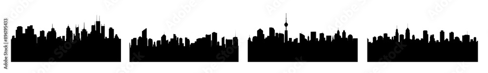 City silhouette png cut out element set City silhouette png cut out element set