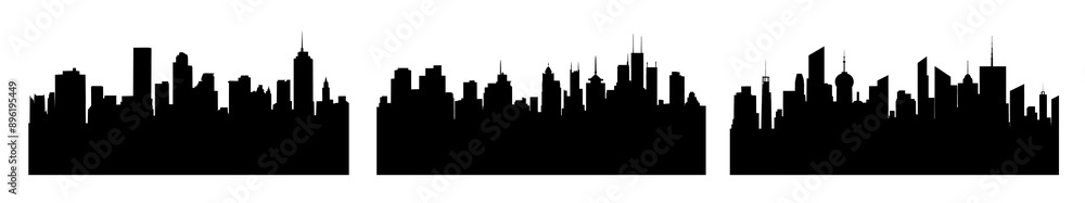 Naklejka premium City silhouette png cut out element set