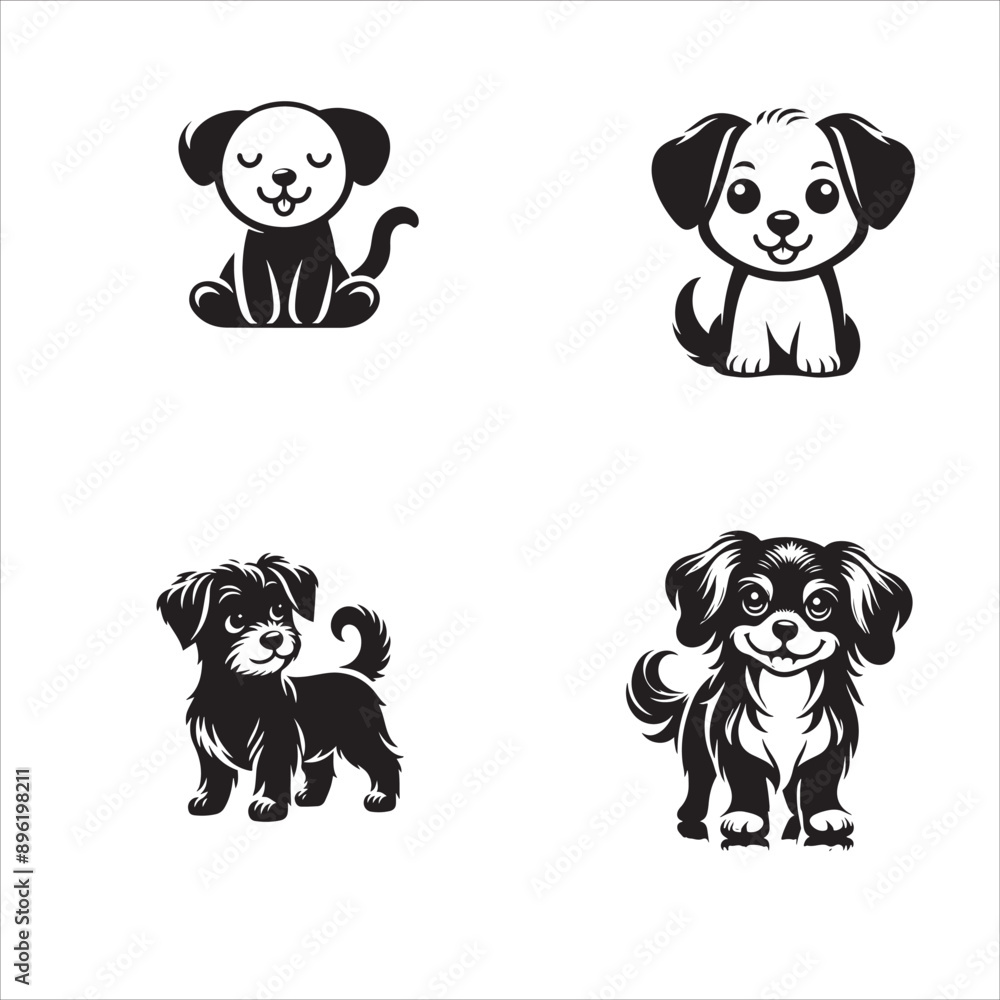 silhouette of cute dog on clean vector isolated on white background silhouette of cute dog on clean vector isolated on white background