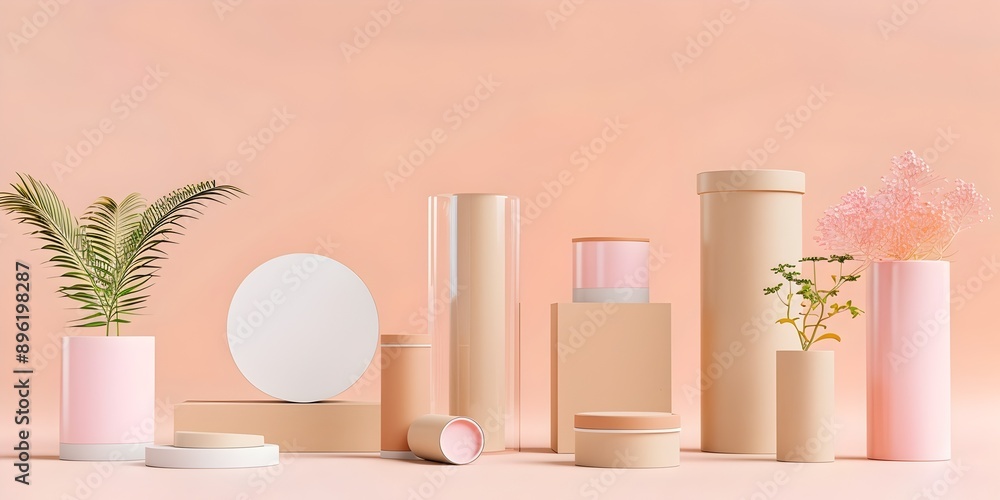 Sleek and Innovative Carton Packaging Mockup with Cylinder Elements and Minimalist Design Sleek and Innovative Carton Packaging Mockup with Cylinder Elements and Minimalist Design