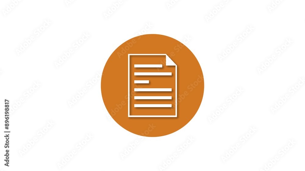 Text file write icon brown color simple shape circle animation white background Text file write icon brown color simple shape circle animation white background