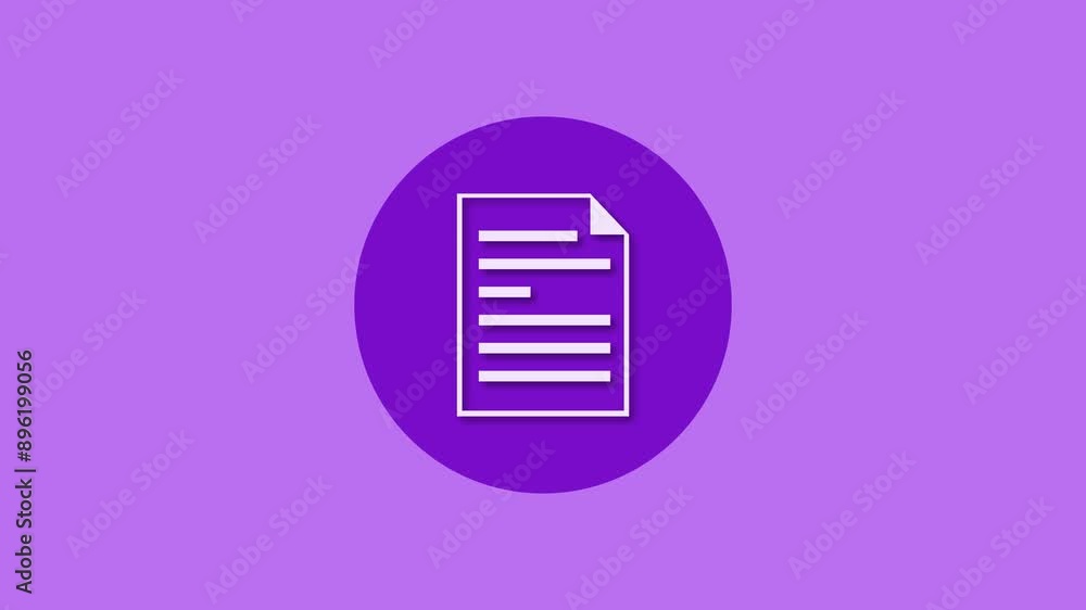 Text file write icon purple color simple shape circle animation Text file write icon purple color simple shape circle animation