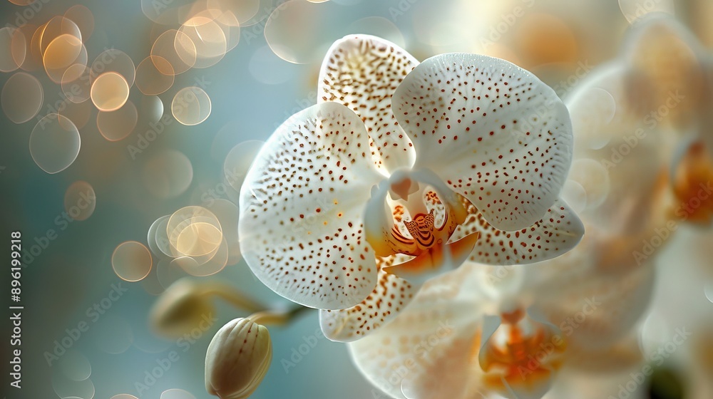 Macro shot of a white orchid with intricate patterns Macro shot of a white orchid with intricate patterns