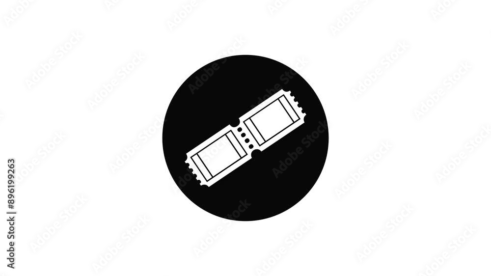 Ticket icon black color simple shape circle animation white background Ticket icon black color simple shape circle animation white background