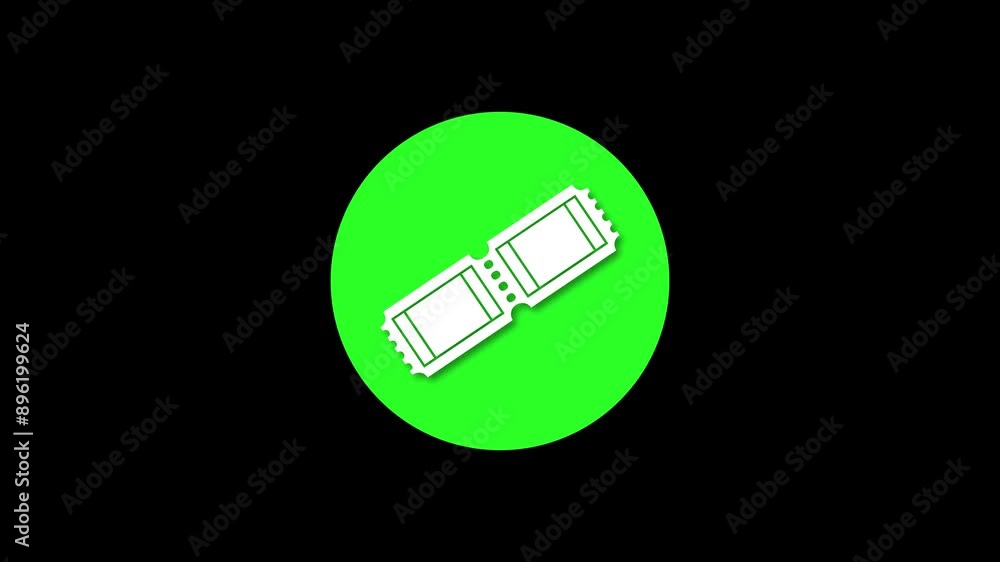 Ticket icon green color simple shape circle animation black background Ticket icon green color simple shape circle animation black background
