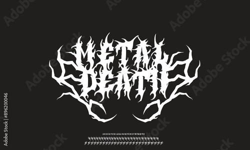 Death Metal, Black Metal, Heavy metal font. typography, scary, horror, vector element. Brutality Alphabet Typeface. Vector Set ABC editable for graphic design resources, stickers, prints, poster etc.