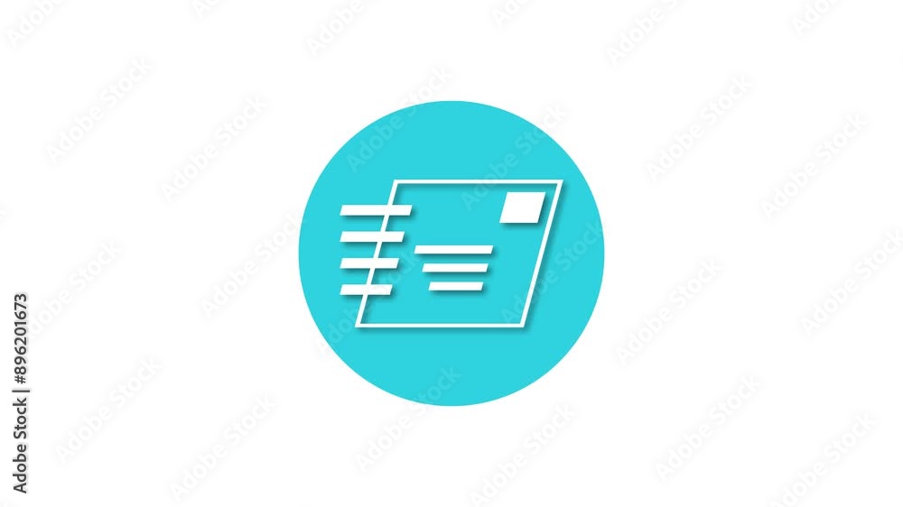 Mail icon cyan color simple shape circle animation white background Mail icon cyan color simple shape circle animation white background