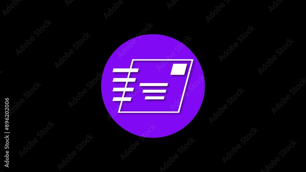 Mail icon purple color simple shape circle animation black background Mail icon purple color simple shape circle animation black background