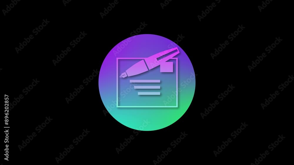 Mail write icon colorful simple shape circle animation black background Mail write icon colorful simple shape circle animation black background