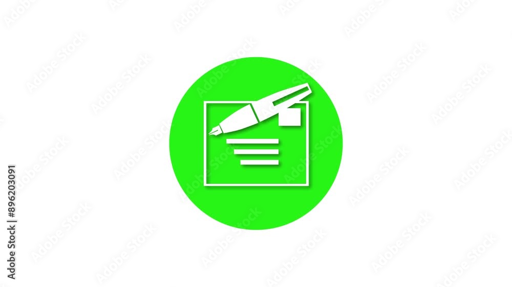 Mail write icon green color simple shape circle animation white background Mail write icon green color simple shape circle animation white background