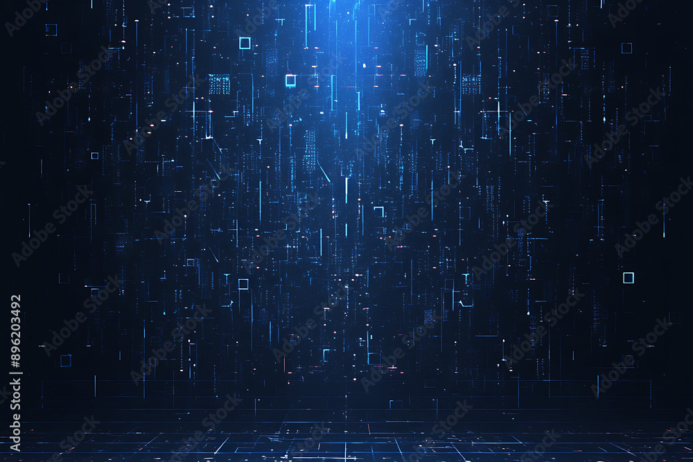 A binary background with dark blue and touches of neon highlights creating a technological and futuristic aesthetic A binary background with dark blue and touches of neon highlights creating a technological and futuristic aesthetic